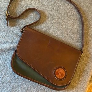 Leather and canvas Hunter green Crossbody handbag